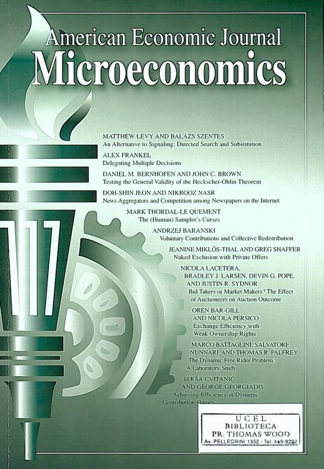 American Economic Journal Microeconomic– Vol. 8 – Numero 4 – November 2016