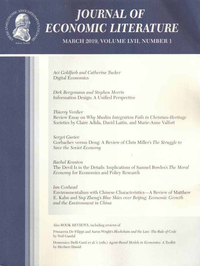 Journal of Economic Literature – Volume LVII – Nº 1 – March 2019