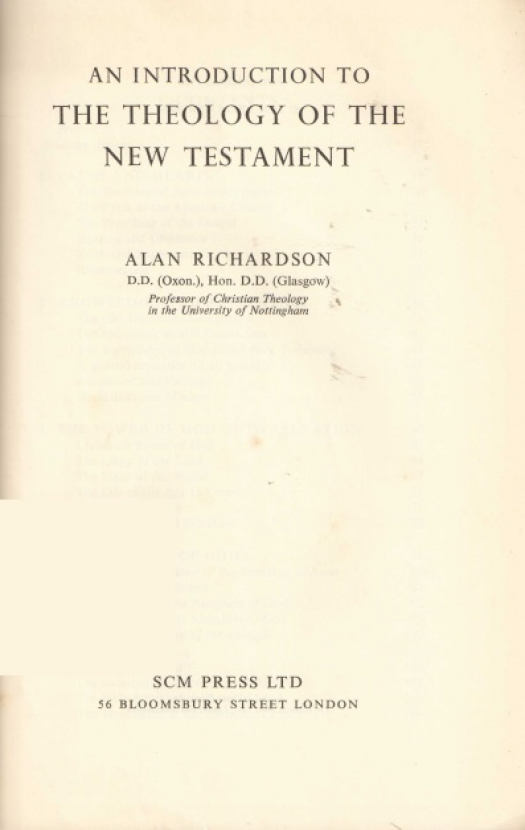 An introduction to the theology of the New Testament / Alan Richardson - Donación Ana Rita, Carlos, Rubén Pagura Alegría