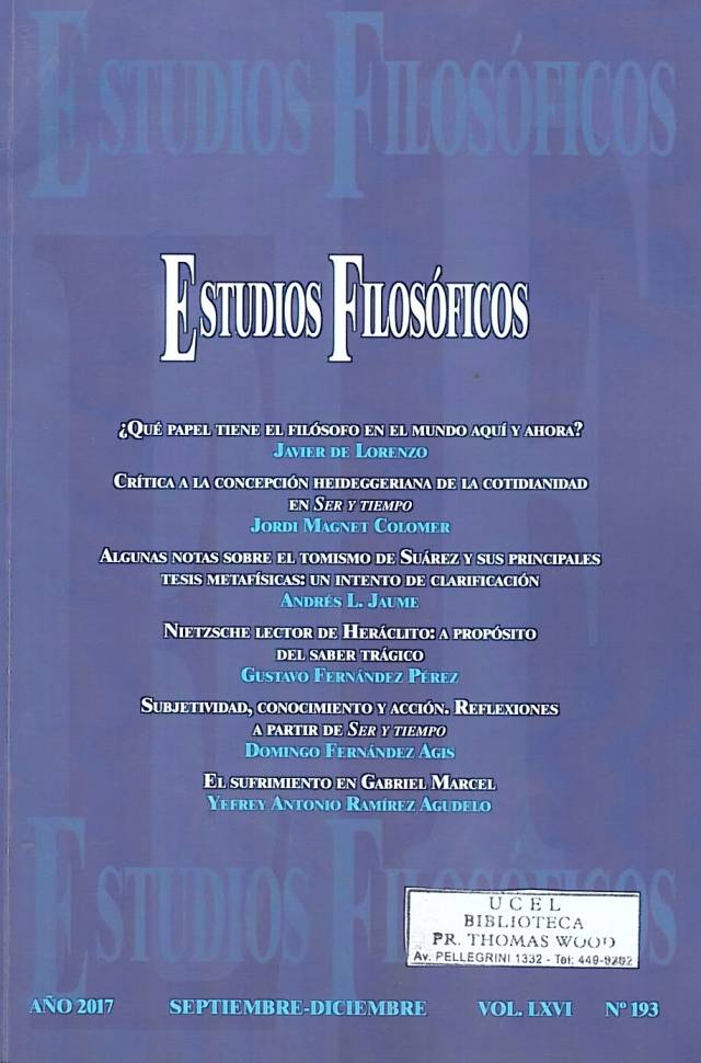 Estudios Filosóficos  – Vol. LXVI – Nº 193 – Año 2017