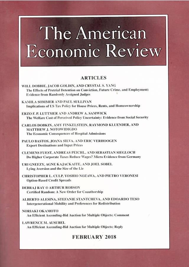 American Economic Review – February 2018 - Vol. 108 – Nº 2