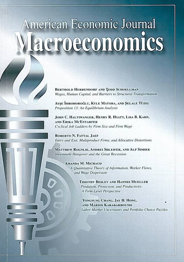 American Economic Journal: Macroeconomics  - Abril 2018 – Vol.10 – Nº 2