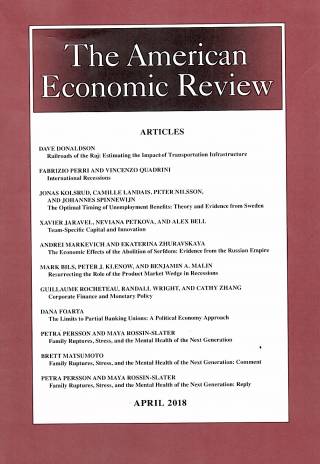 American Economic Review - Abril 2018 – Vol.108 –  Nº 4 - 5