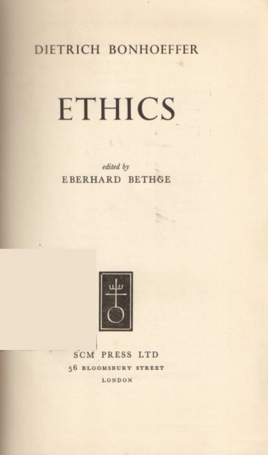 Ethics / Dietrich Bonhoeffer - Donación Ana Rita, Carlos, Rubén Pagura Alegría