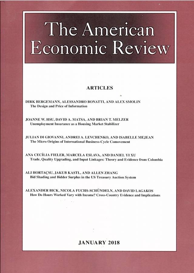 American Economic Review – January 2018 - Vol. 108 – Nº 1