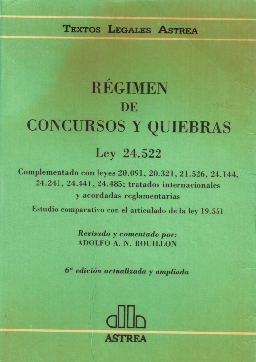 Régimen de concursos y quiebras. Ley 24.522 - Donación Sara R. Velazco