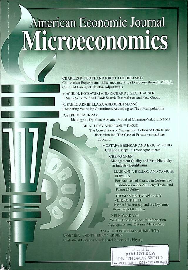 American Economic Journal - Microeconomics – Noviembre 2017– Vol.  9 -  Nº 4