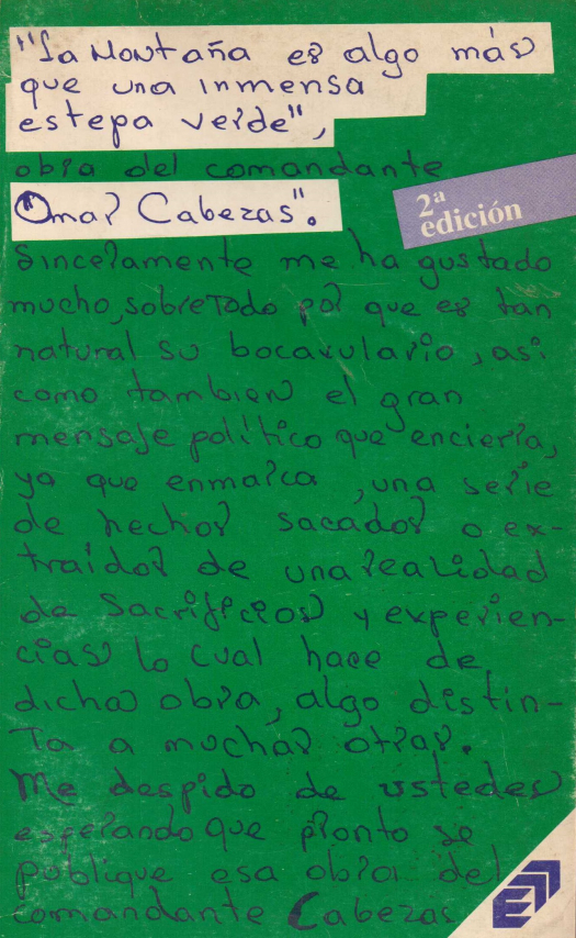 La montaña es algo más que una inmensa estepa verde / Omar Cabezas - Donación Ana Rita, Carlos, Rubén Pagura Alegría