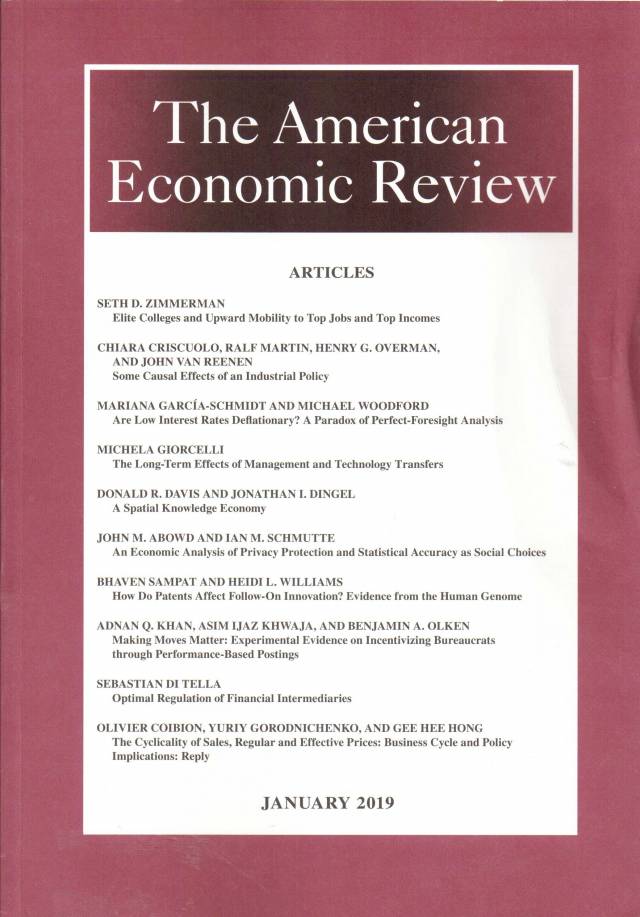 The American Economic Review – Volume 109 – Nº 1 – January 2019