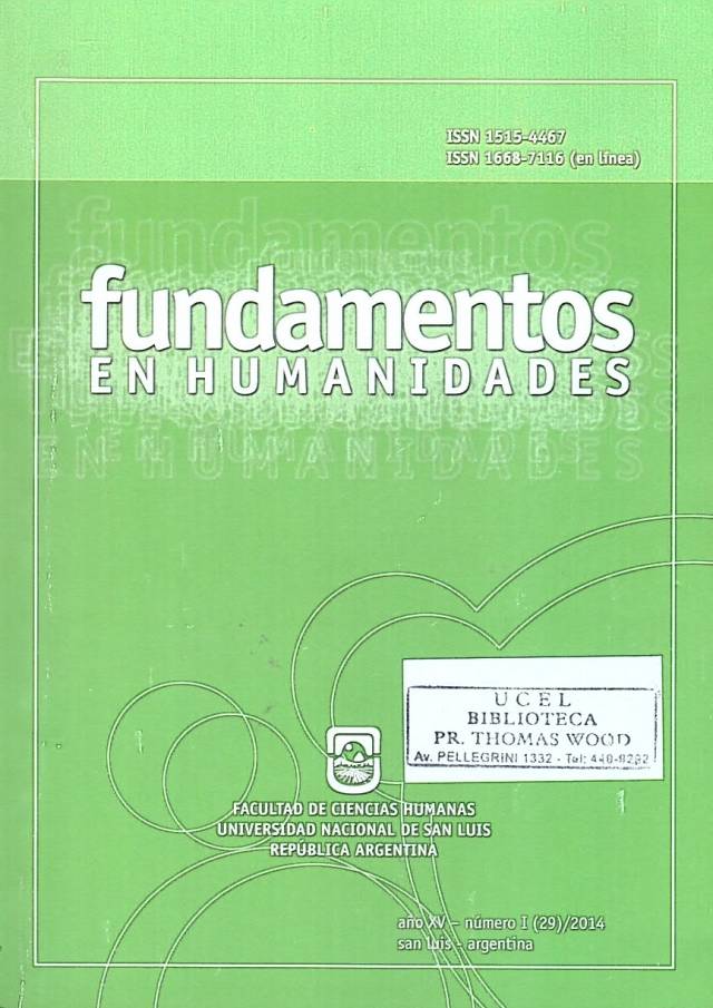 Fundamentos en humanidades – año XV – N° I (29) – 2014