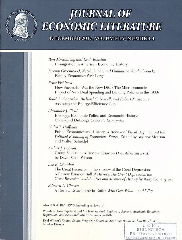 The journal of Economic Literature – Vol. LV - December 2017 – Nº 4