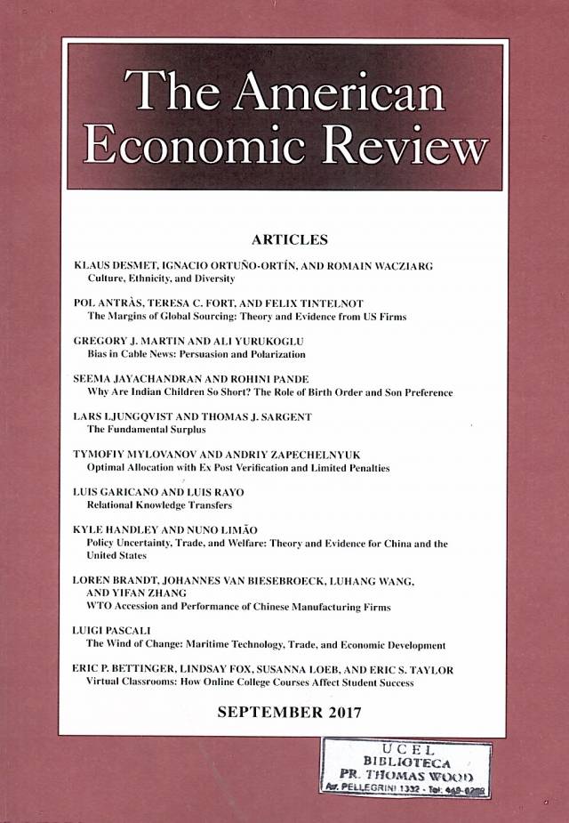 The American Economic Review – September 2017 – V. 107 – Nº 9