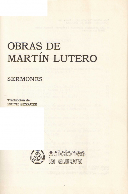 Obras de Martín Lutero [T. IX] / Sexauer, Erich [tr.] - Donación Ana Rita, Carlos, Rubén Pagura Alegría