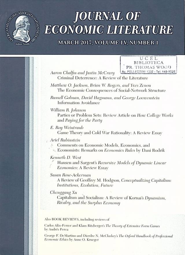 Journal of Economic Literature - Vol. LV – N°1 – March 2017