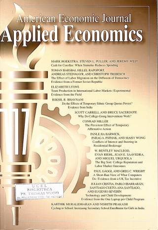 American Economic Applied Economics - Vol. 9 – N°3 – July 2017