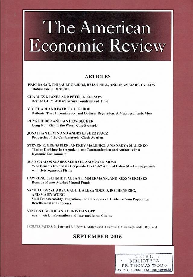 The American Economic Review – Vol. 106 – n° 9 - September 2016