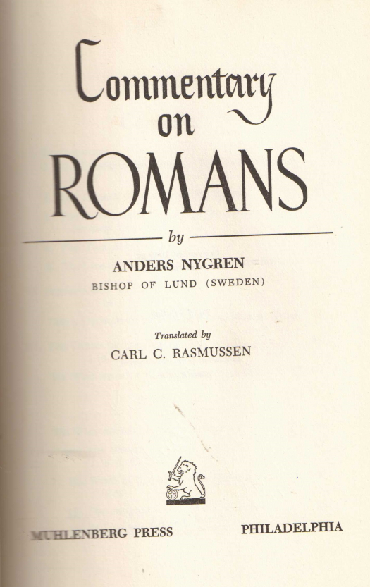 Commentary on romans / Anders Nygren - Donación Ana Rita, Carlos, Rubén Pagura Alegría