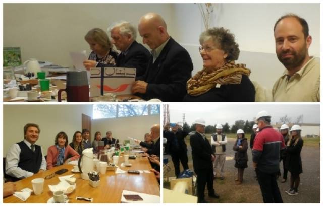 Las autoridades en reunión y la posterior visita a la Planta Piloto.